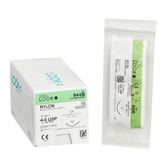 LOOK Nylon C6/4-0 USP/10" Non Absorbable Sutures - 12/Box