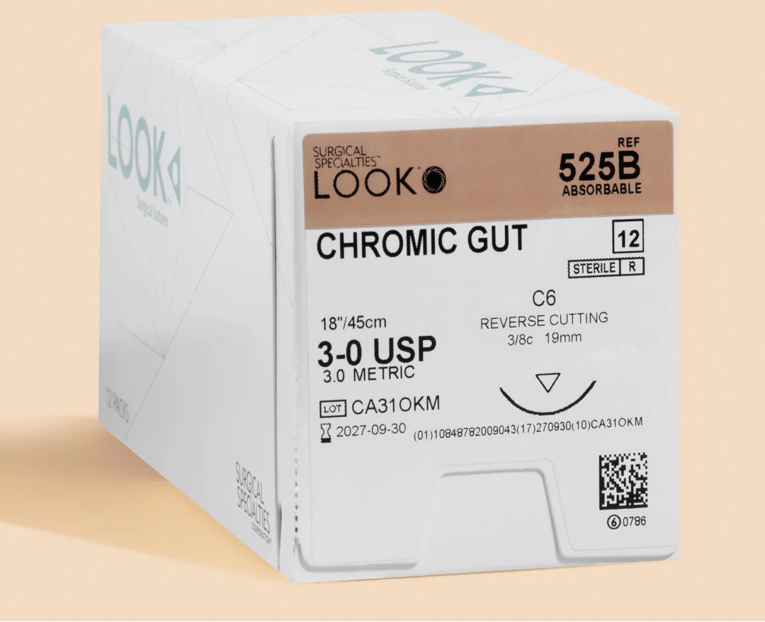 LOOK Chromic Gut C6/3-0 USP/18" Absorbable Sutures 12/Box