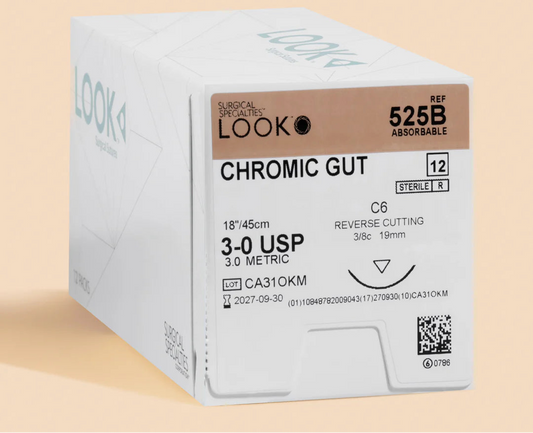 LOOK Chromic Gut C6/3-0 USP/18" Absorbable Sutures 12/Box