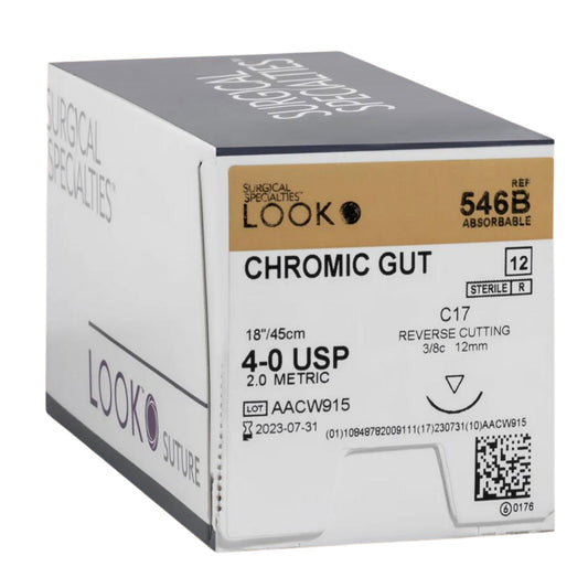 LOOK Chromic Gut C17/4-0 USP/18" Absorbable Sutures 12/Box