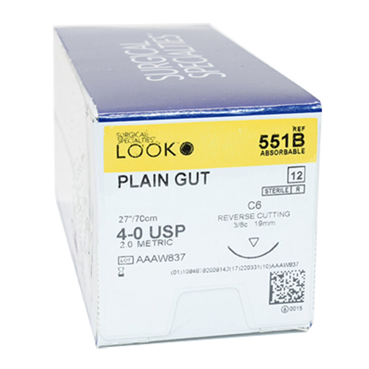 LOOK Plain Gut C6/4-0 USP/27" Absorbable Sutures 551B 12/Bx