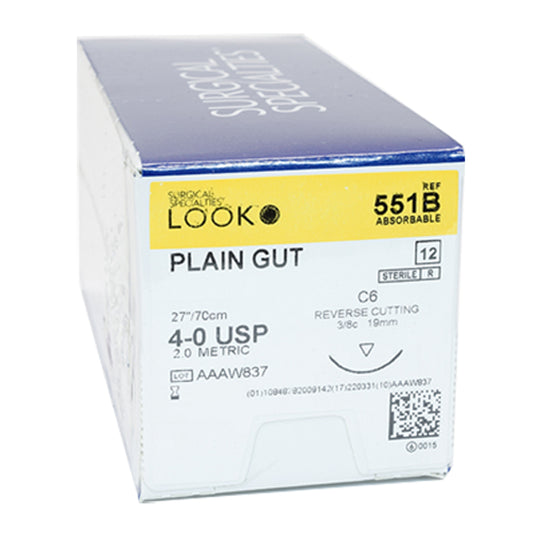 LOOK Plain Gut C6/4-0 USP/27" Absorbable Sutures 551B 12/Bx