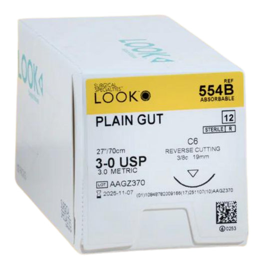 LOOK Plain Gut C6/3-0 USP/27" Absorbable Sutures 12/Box