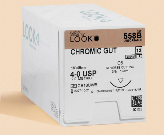 LOOK Chromic Gut C6/4-0 USP/18" Absorbable Sutures 12/Box