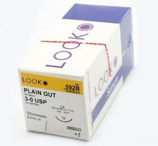 LOOK Plain Gut C6/3-0 USP/18" Absorbable Sutures 12/Box