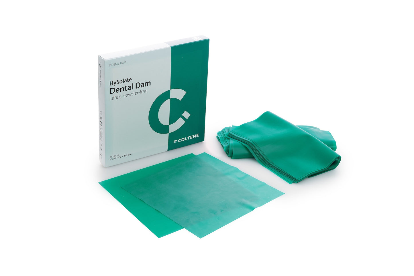 Hysolate Latex Dental Dams 6 x 6 Medium Green 36/Pack