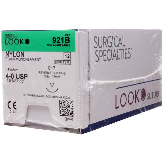 LOOK Nylon C17/4-0 USP/18" Non Absorbable Sutures - 12/Box