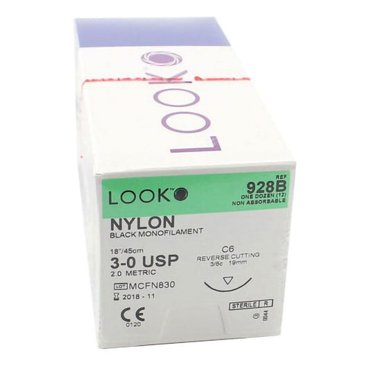 LOOK Nylon C6/3-0 USP/18" Non Absorbable - 12/Box