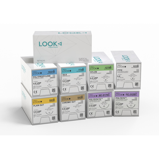 LOOK Silk C19/3-0 USP/18" Non Abs. Sutures - 12/Box