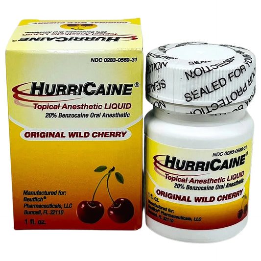 2 x HurriCaine Topical Anesthetic Liquid Original Wild Cherry 1oz Jars