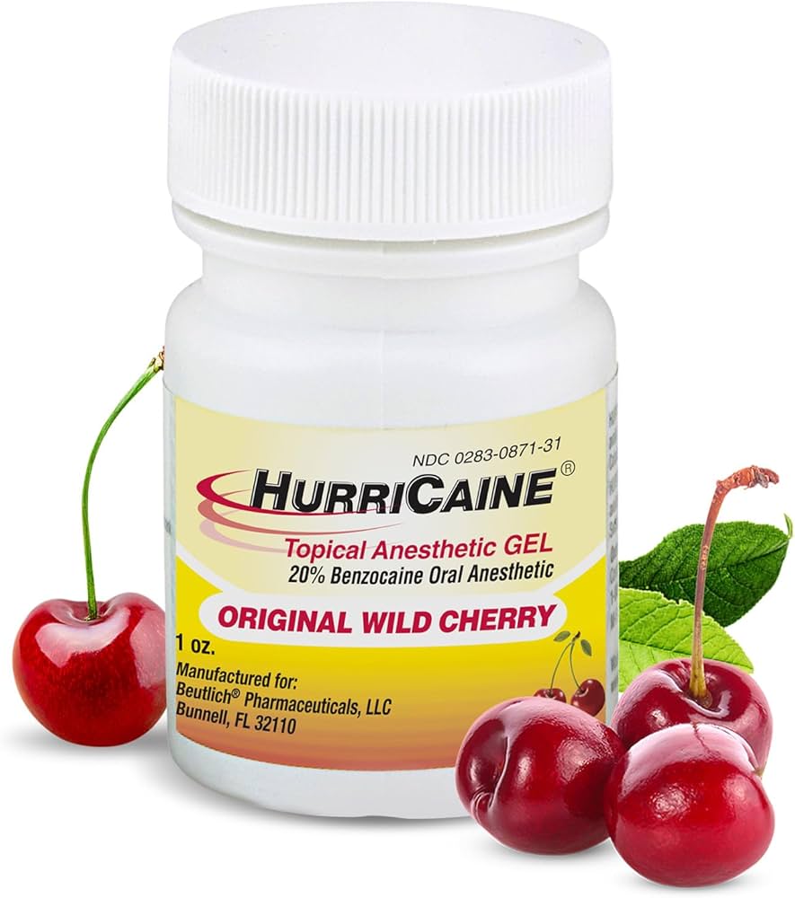 HurriCaine Topical Anesthetic Gel Original Wild Cherry 1oz Jar