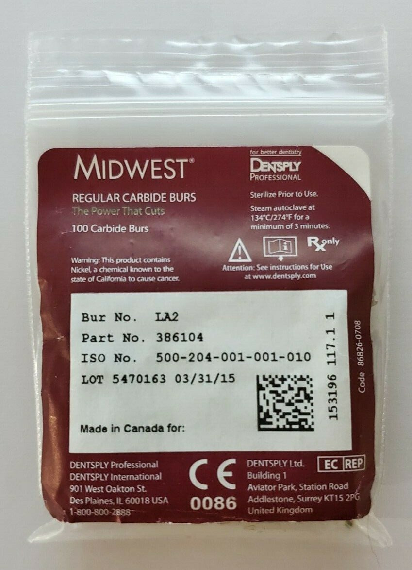 MIDWEST Regular Carbide Burs - LA2 - 100 Pack