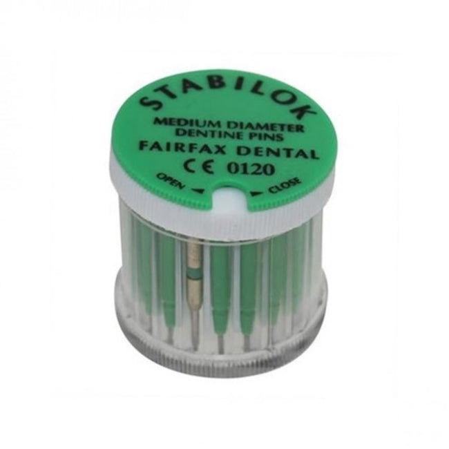 Stabilok Medium Stainless Steel Dentine Pins - Green - 20 Pack