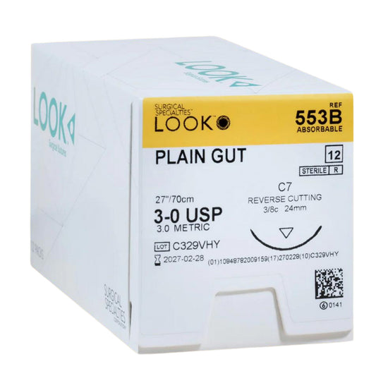 LOOK Plain Gut C7/3-0 USP/27" Absorbable Sutures 12/Bx 553B