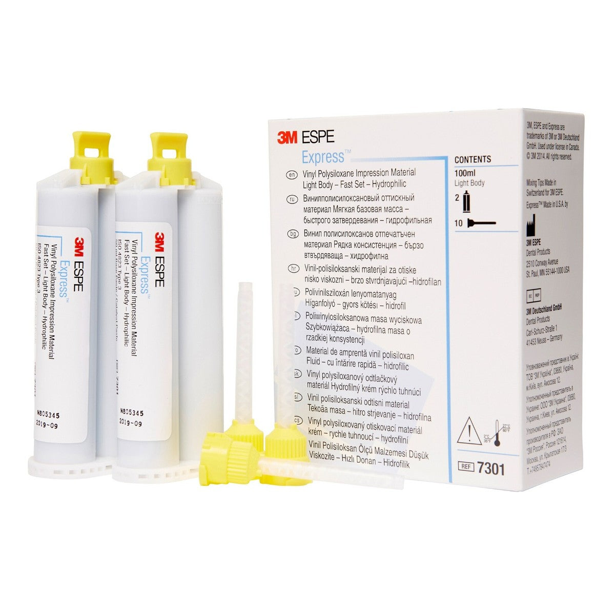 Express Light Body Fast Set VPS Material - 2 Cartridges + 10 Tips